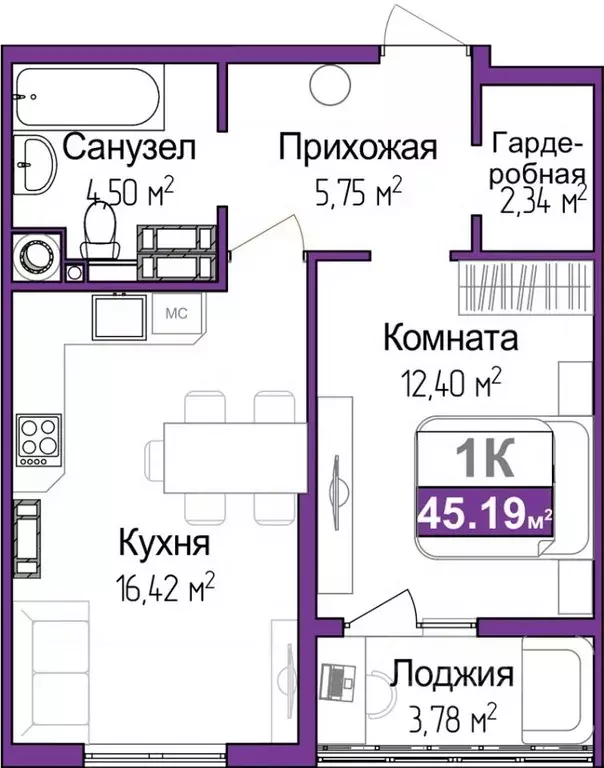 1-к кв. Крым, Симферополь ул. Батурина (43.4 м) - Фото 0