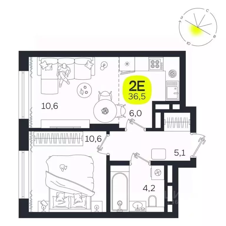 2-к кв. Свердловская область, Екатеринбург Южная Ботаника жилрайон, ... - Фото 1