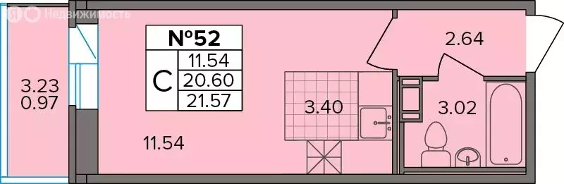 Квартира-студия: деревня Новое Девяткино, Лесная улица, 19 (21.57 м) - Фото 1