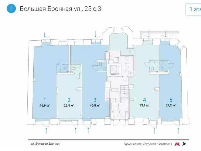 Торговая площадь в Москва Большая Бронная ул., 25С3 (47 м) - Фото 1