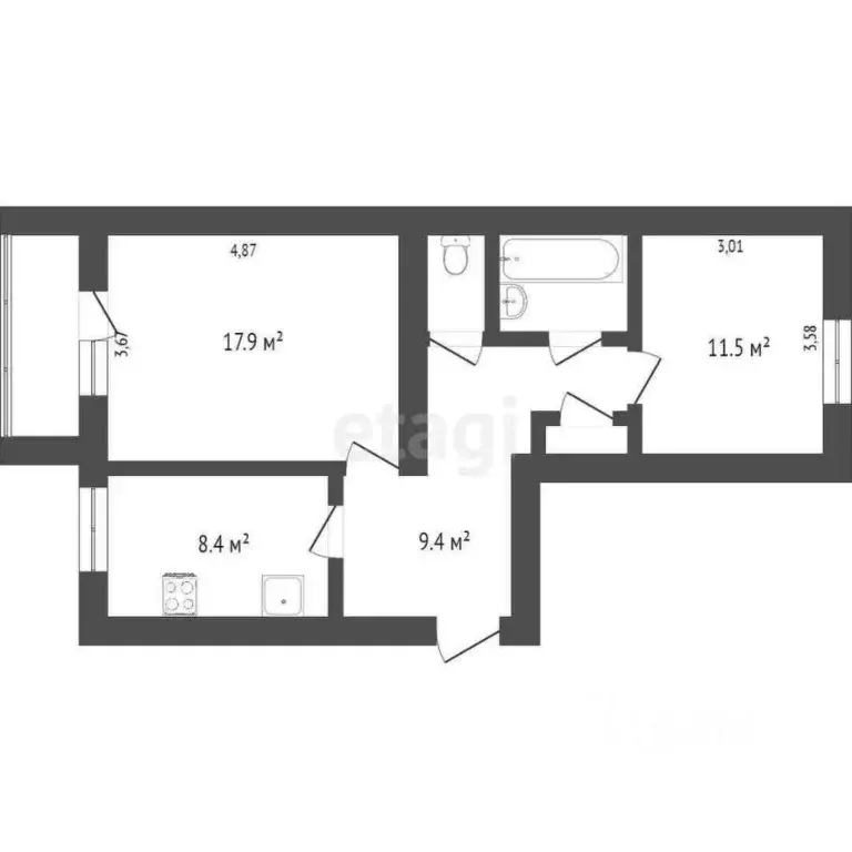 2-к кв. Вологодская область, Вологда ул. Маршала Конева, 8А (52.0 м) - Фото 2