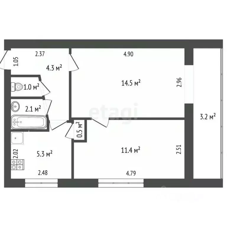 2-к кв. Крым, Черноморское пгт ул. Кирова, 71 (42.3 м) - Фото 2