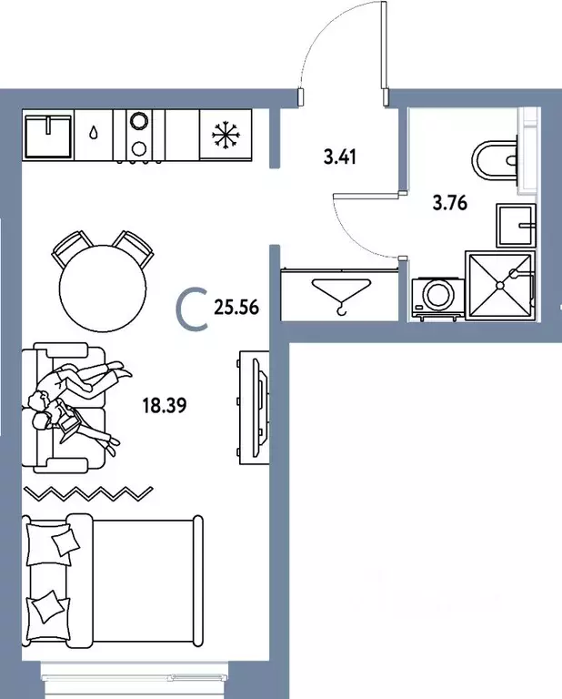 Студия Свердловская область, Екатеринбург ул. Шефская, 28А (25.56 м) - Фото 1