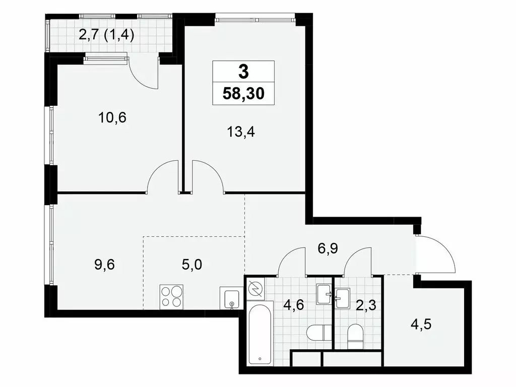 3-комнатная квартира: Москва, Бартеневская улица, 18к1 (58.3 м) - Фото 1