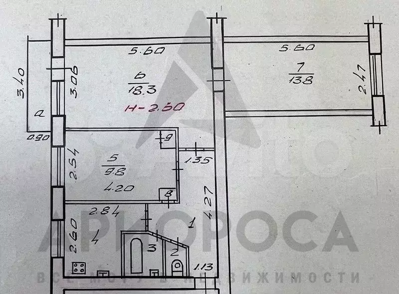 3-к. квартира, 58,8 м, 5/5 эт. - Фото 0