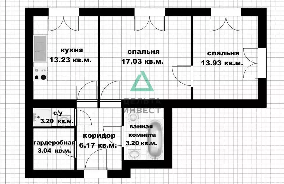 2-к кв. Башкортостан, Уфа ул. Пархоменко, 150 (59.87 м) - Фото 2
