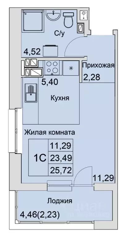 Студия Ростовская область, Батайск  (25.72 м) - Фото 0