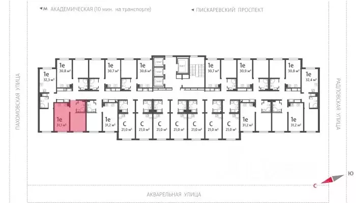 1-к кв. Санкт-Петербург ул. Пахомовская, 12к2 (31.0 м) - Фото 1