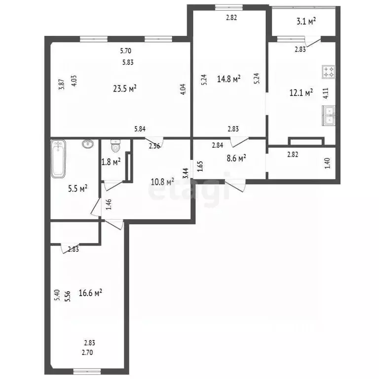 3-к кв. Санкт-Петербург Богатырский просп., 32к1 (95.2 м) - Фото 1