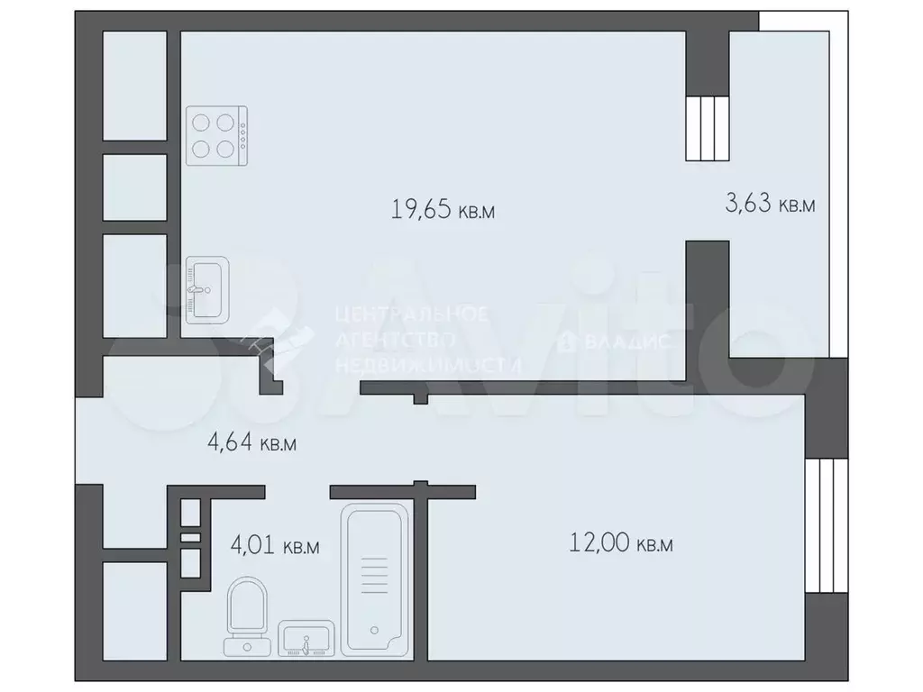 1-к. квартира, 43,9 м, 18/22 эт. - Фото 1