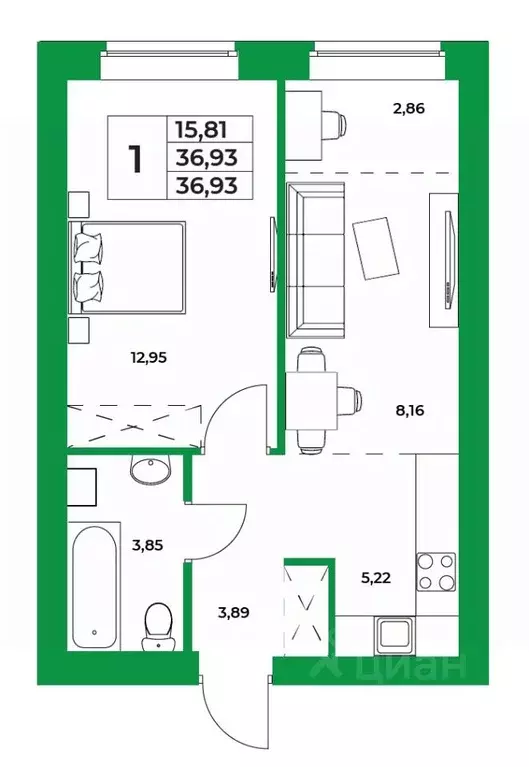 1-к кв. Башкортостан, Уфимский район, Зубовский сельсовет, с. Зубово ... - Фото 1