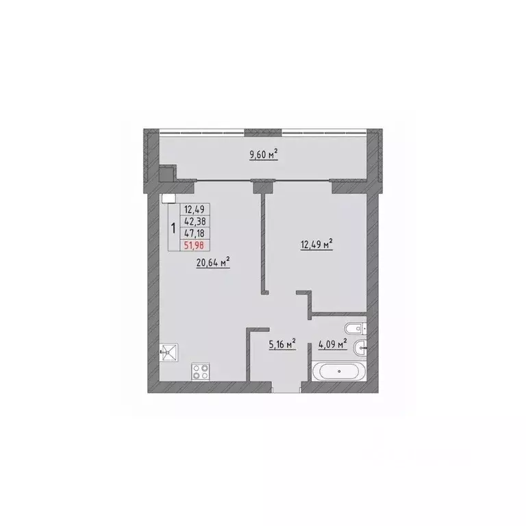 1-к кв. Ивановская область, Иваново Кооперативная ул., 3 (51.98 м) - Фото 0