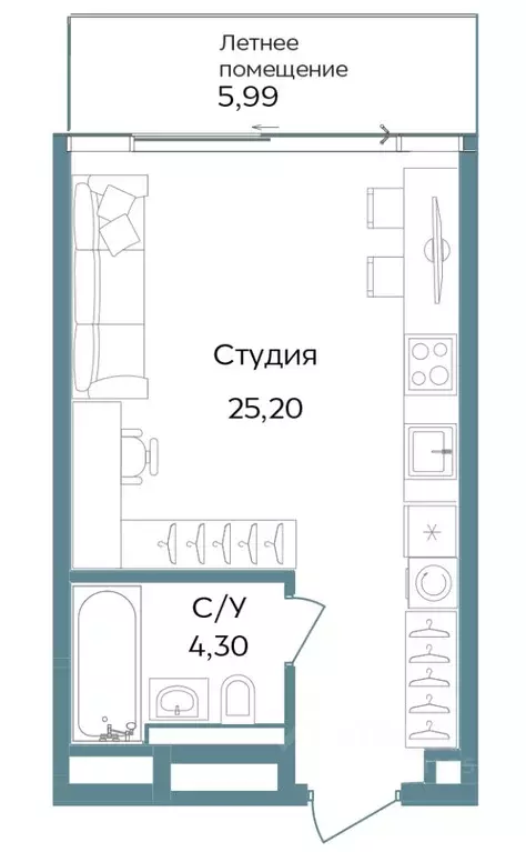 Студия Крым, Саки ул. Морская (35.49 м) - Фото 0
