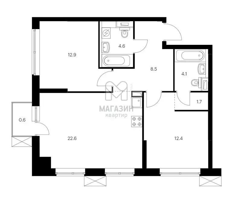 2-комнатная квартира: Санкт-Петербург, Галерный проезд, 1к2 (66.8 м) - Фото 1
