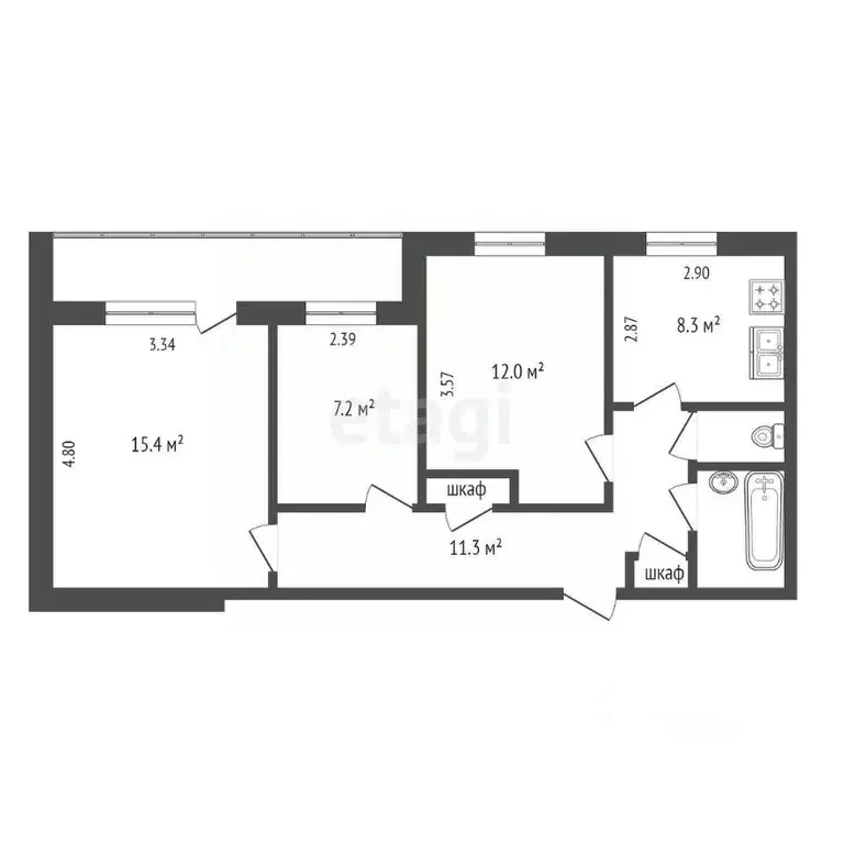 3-к кв. Крым, Щелкино Ленинский район, 2-й мкр, 60Б (56.1 м) - Фото 2