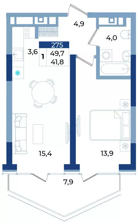 1-комнатная квартира: Алушта, Октябрьская улица, 10 (49.7 м) - Фото 1
