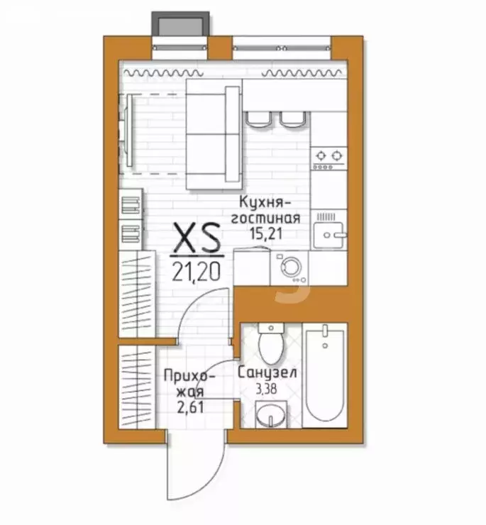Квартира-студия: Молодёжный, 4 (21 м) - Фото 1