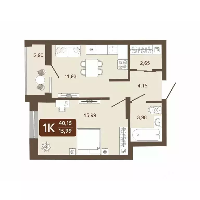 1-к кв. Кемеровская область, Кемерово 58В мкр, 1 (40.15 м) - Фото 0