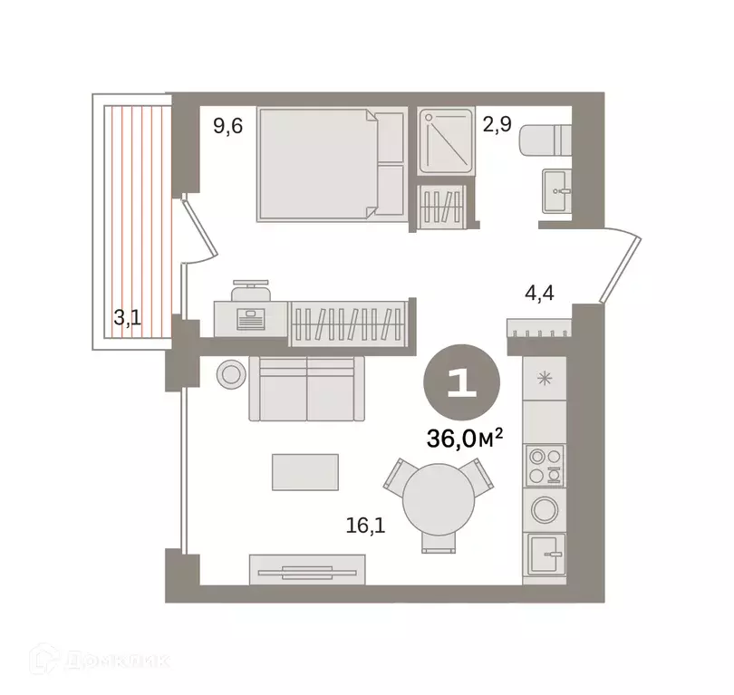 Продаётся 1-к квартира, 36.03 м - Фото 0