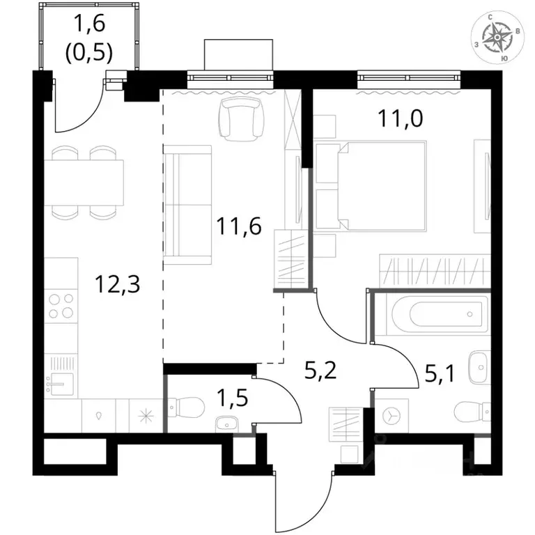 2-к кв. Московская область, Химки Клязьма-Старбеево мкр, Международный ... - Фото 2