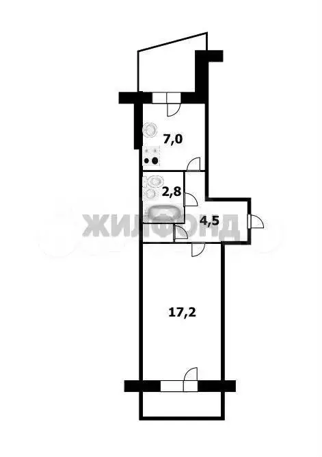 1-к. квартира, 34,6 м, 3/9 эт. - Фото 0