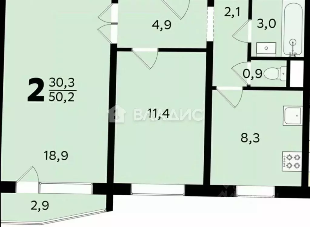 2-к кв. Москва ул. Мусоргского, 5К3 (50.4 м) - Фото 2