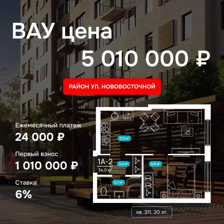 1-к кв. Астраханская область, Астрахань Прогресс Новый жилой комплекс ... - Фото 1