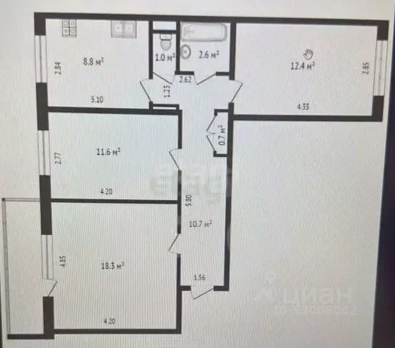 3-к кв. Забайкальский край, Чита Новобульварная ул., 56 (66.7 м) - Фото 2