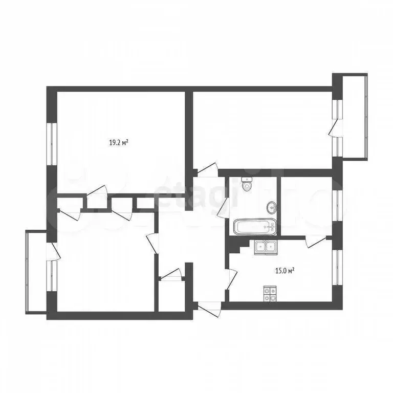 4-к. квартира, 75 м, 5/5 эт. - Фото 1