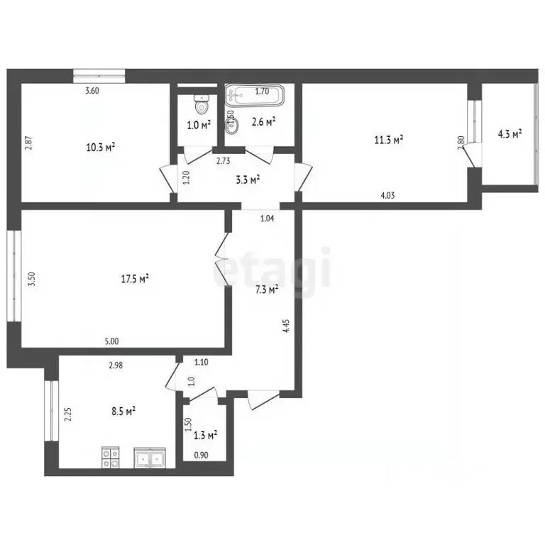 3-к кв. Самарская область, Самара ул. Советской Армии, 188 (65.3 м) - Фото 1