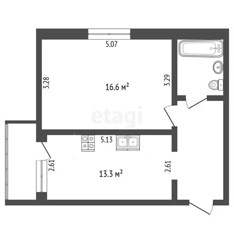 1-комнатная квартира: Вологда, Кирпичная улица, 31 (42 м) - Фото 1