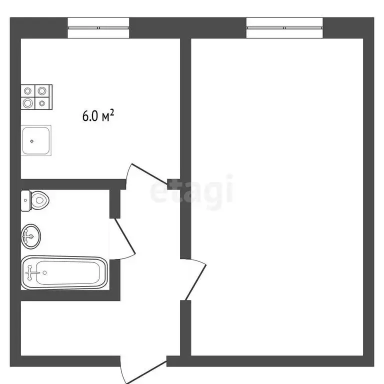 1-комнатная квартира: Тюмень, улица Революции, 1А (30 м) - Фото 1