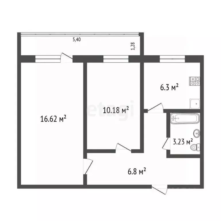 2-к кв. Ульяновская область, Ульяновск ул. Пушкарева, 8А (43.1 м) - Фото 2