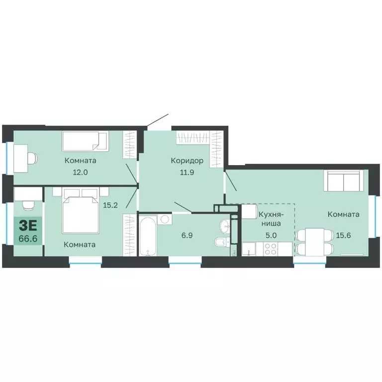 3-к кв. Пермский край, Пермь Парковый просп., 24 (66.6 м) - Фото 1