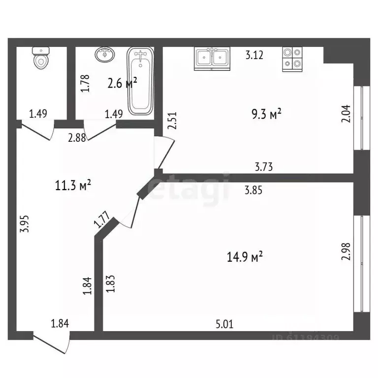 1-к кв. Мордовия, Ковылкино ул. Степана Халтурина, 12 (34.4 м) - Фото 1