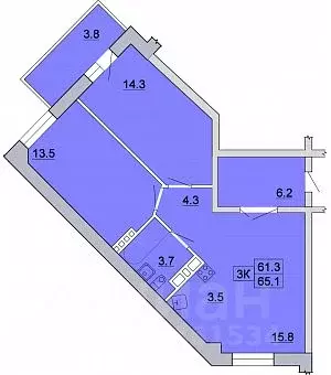 3-к кв. Иркутская область, Иркутск Ново-Ленино мкр, 1-й Ленинский ... - Фото 0