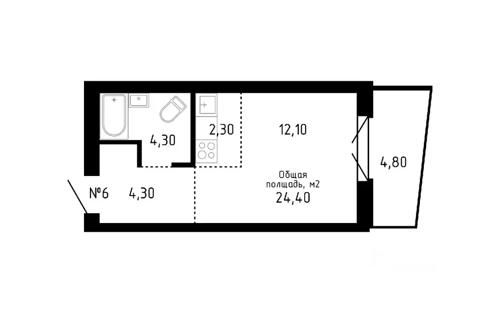 Студия Алтайский край, Барнаул ул. Никитина, 10 (24.4 м) - Фото 0