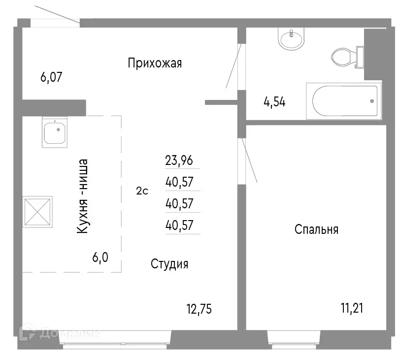 Продаётся 2-к квартира, 40.57 м - Фото 0