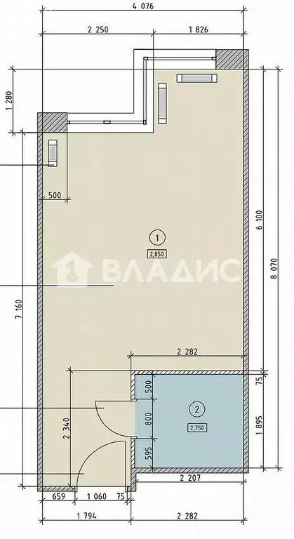Квартира-студия: Москва, Ходынский бульвар, 2 (32.5 м) - Фото 2