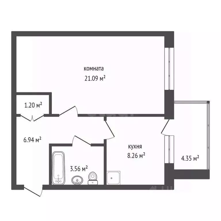 1-к кв. Красноярский край, Красноярск ул. Калинина, 185 (41.8 м) - Фото 2