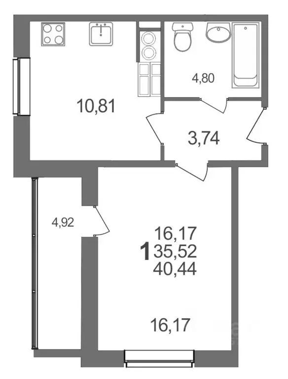 1-к кв. Белгородская область, Белгородский район, Разумное рп, ... - Фото 1
