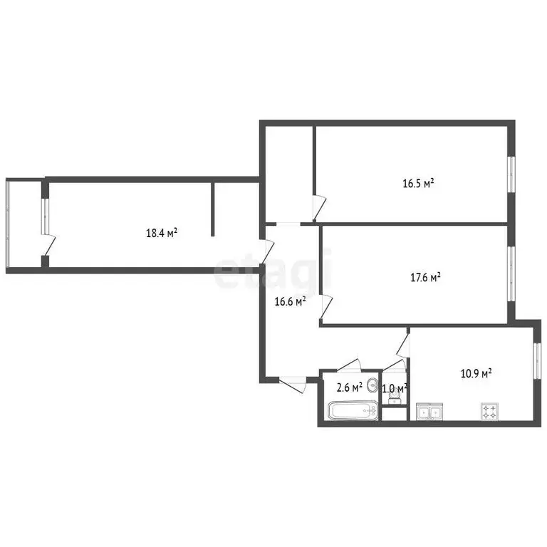 3-комнатная квартира: территория Ленсоветовский, 25 (83 м) - Фото 1