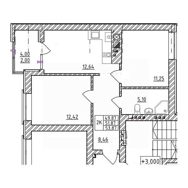 2-к кв. Калининградская область, Зеленоградск  (53.87 м) - Фото 1