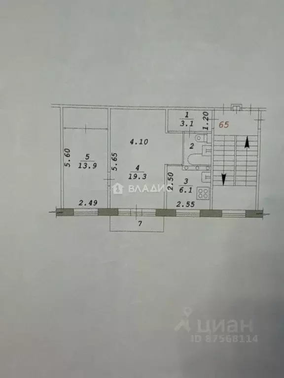 2-к кв. Новосибирская область, Новосибирск ул. Жуковского, 113/3 (45.4 ... - Фото 1