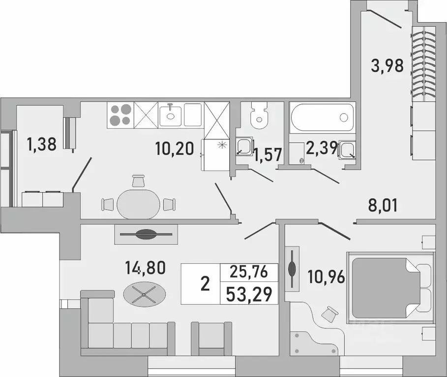 2-к кв. Башкортостан, Уфа Бакалинская ул., 9/1 (53.29 м) - Фото 1