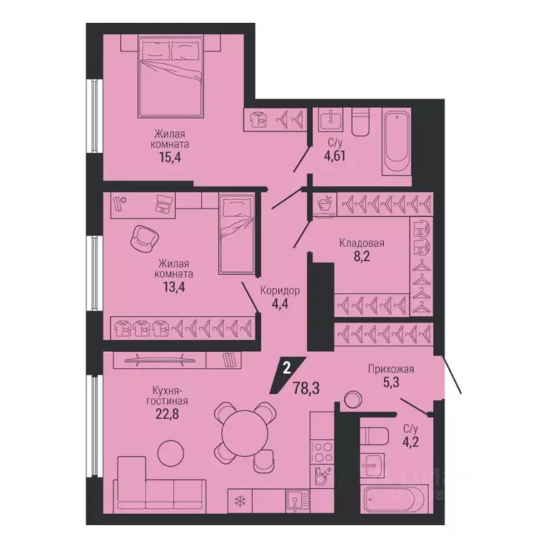 3-к кв. Свердловская область, Екатеринбург Эльмаш жилрайон, К100 жилой ... - Фото 2