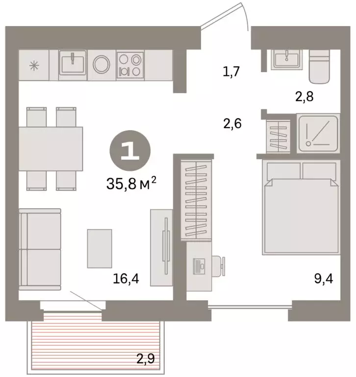 1-комнатная квартира: Екатеринбург, жилой район Сортировочный, ... - Фото 2