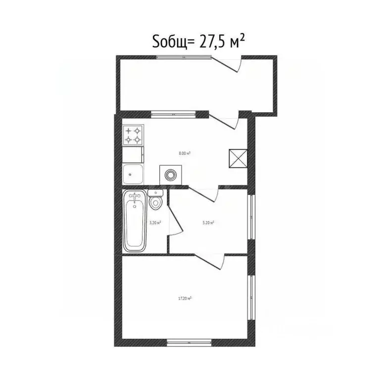2-к кв. Брянская область, Брянск ул. Победы, 11 (27.5 м) - Фото 2