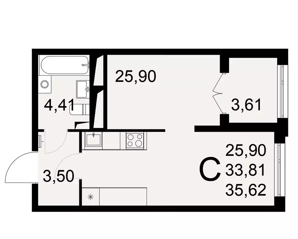 1-комнатная квартира: Тула, Одоевское шоссе, 73 (35.62 м) - Фото 0