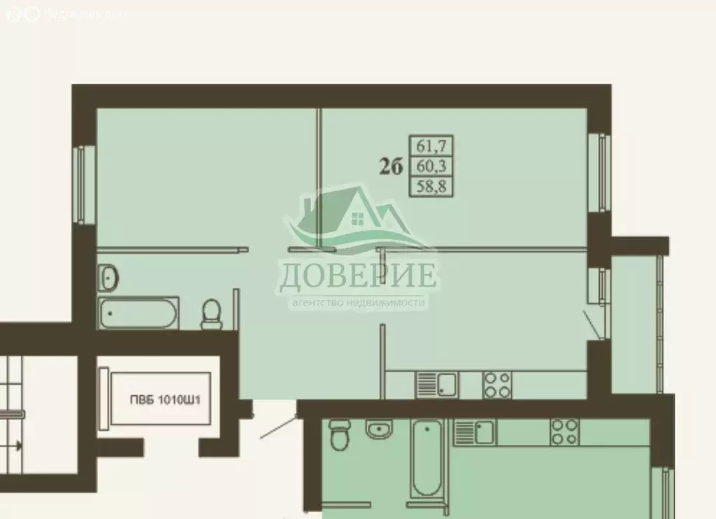 2-комнатная квартира: Тамбов, улица имени С.И. Савостьянова, 12 (61.7 ... - Фото 1